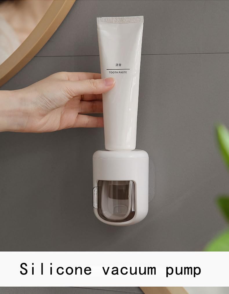 ππππ ππ©π π«ππππ Toothpaste Dispenser Wall Mounted Bathroom Automatic Toothpaste Squeezer,Visualization of Toothpaste Flow Rate(White&Transparent)