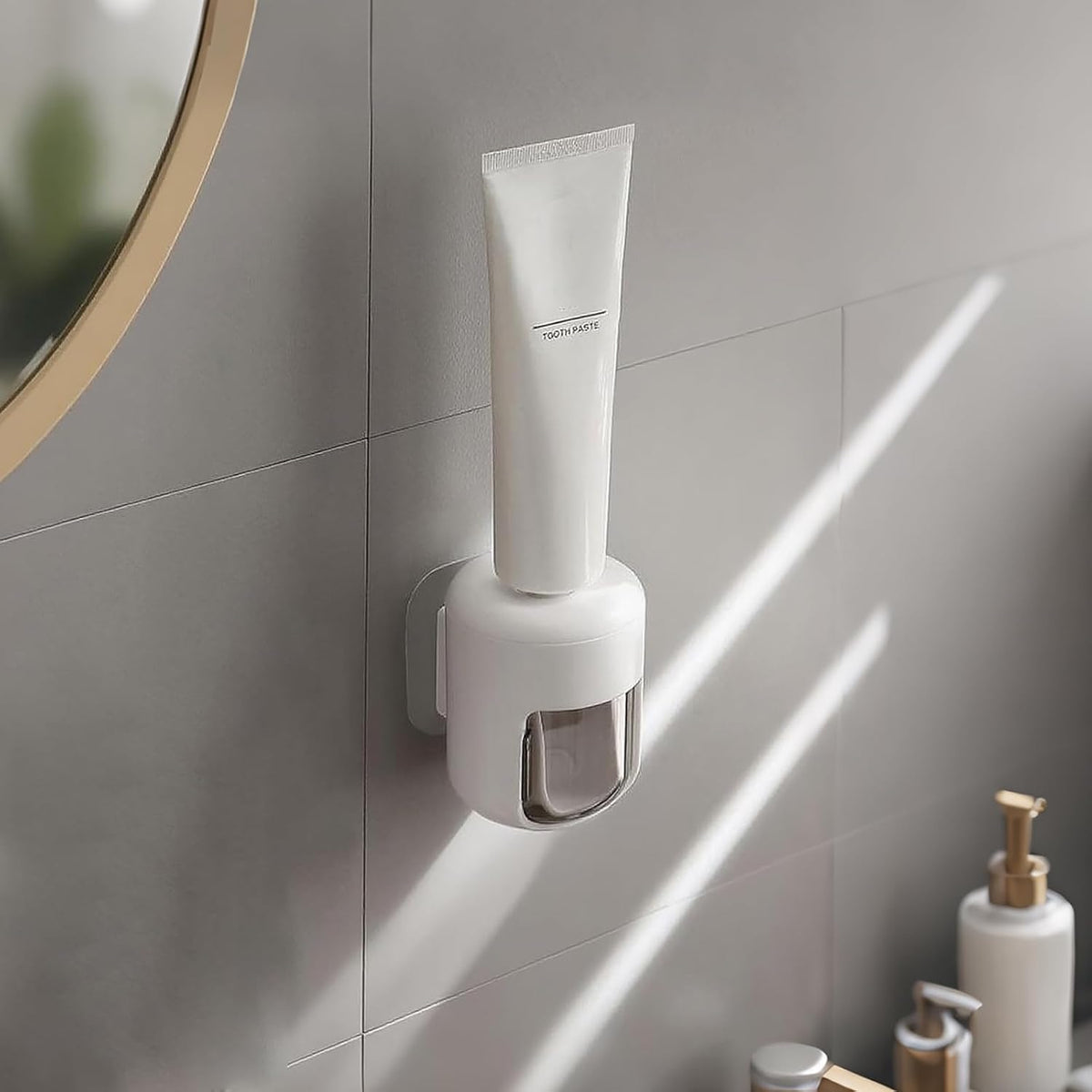 ππππ ππ©π π«ππππ Toothpaste Dispenser Wall Mounted Bathroom Automatic Toothpaste Squeezer,Visualization of Toothpaste Flow Rate(White&Transparent)