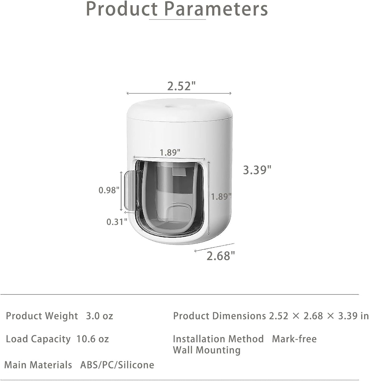 ππππ ππ©π π«ππππ Toothpaste Dispenser Wall Mounted Bathroom Automatic Toothpaste Squeezer,Visualization of Toothpaste Flow Rate(White&Transparent)