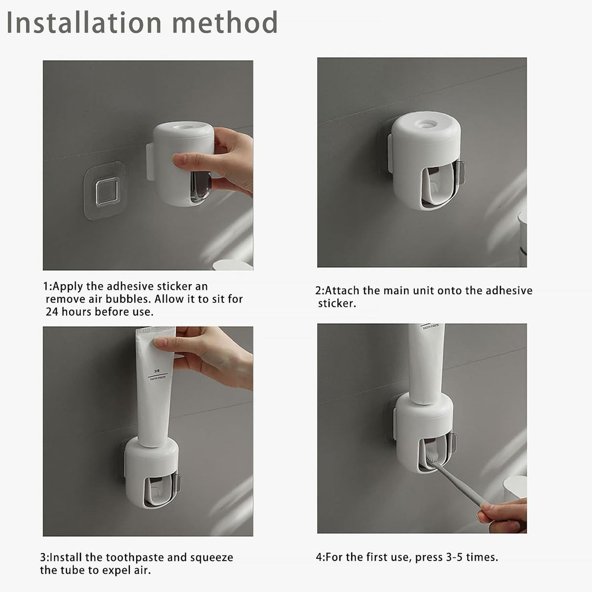ππππ ππ©π π«ππππ Toothpaste Dispenser Wall Mounted Bathroom Automatic Toothpaste Squeezer,Visualization of Toothpaste Flow Rate(White&Transparent)