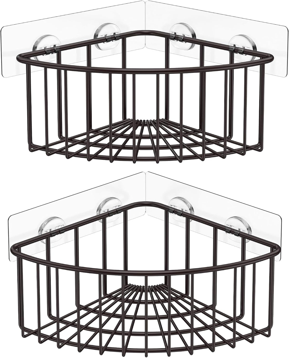 2-Pack Corner Shower Caddy, SUS304 Stainless Steel, Wall Mounted Bathroom Shelf with Adhesive, Storage Organizer for Toilet, Dorm and Kitchen (Silver)