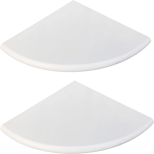 2 Pcs White Marble Corner Shower Shelf for Bathroom, 9'' x 9'' x 0.8'' Marble Corner Shelves for Bathroom Wall Mounted Both Side Polished