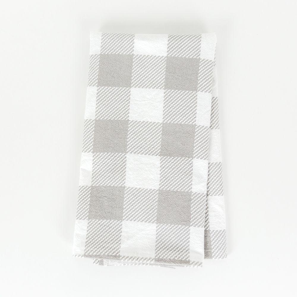 Buffalo Check Tea Hand Towel - Cotton Kitchen Tea Towel, Grey Black White