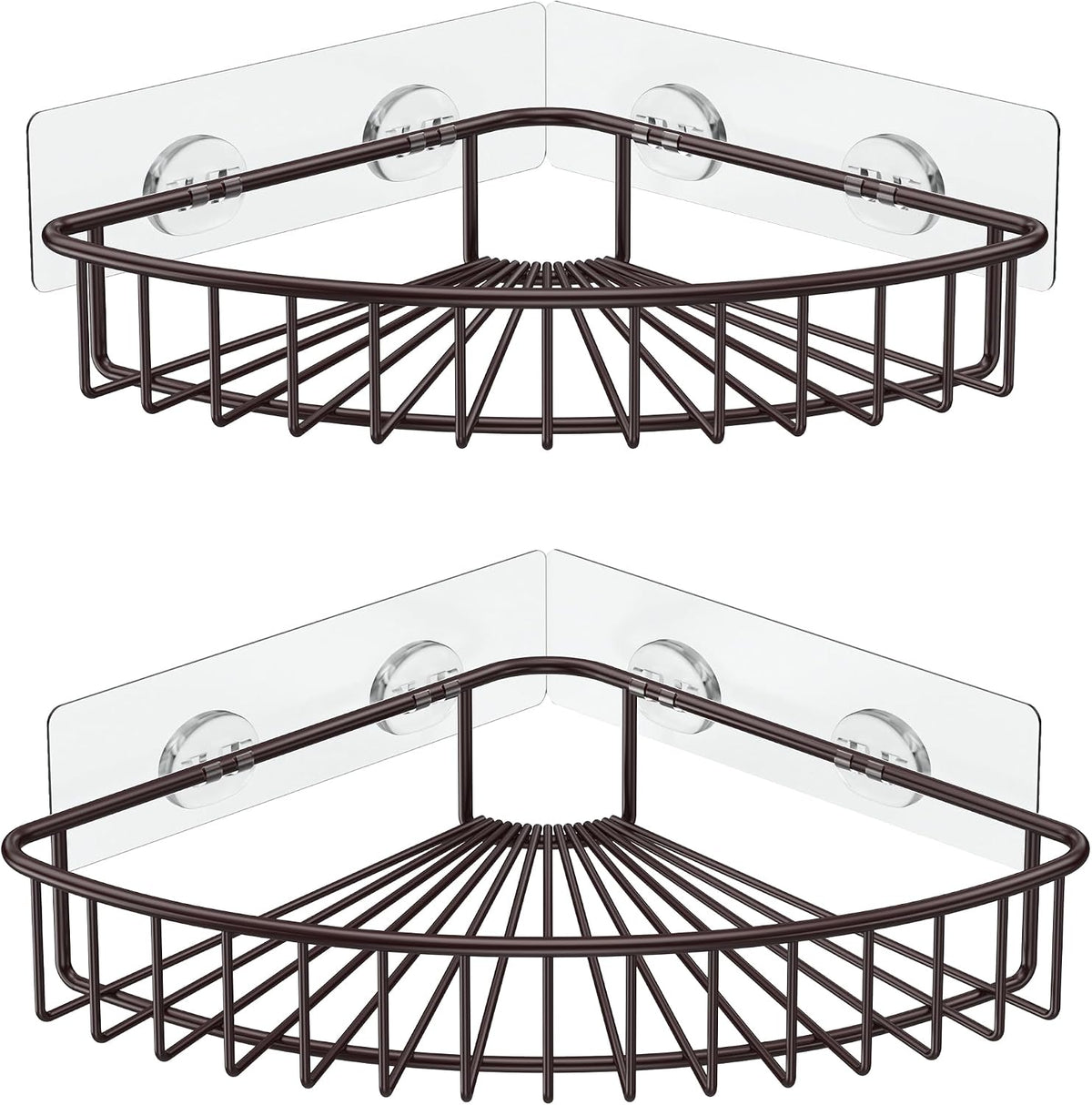 2-Pack Corner Shower Caddy, SUS304 Stainless Steel, Wall Mounted Bathroom Shelf with Adhesive, Storage Organizer for Toilet, Dorm and Kitchen (Silver)